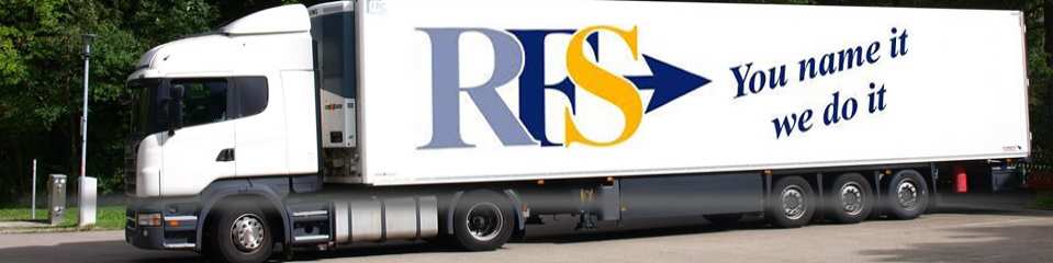 RFS-Sattelzug im Fernverkehr zu europäischen Flughäfen